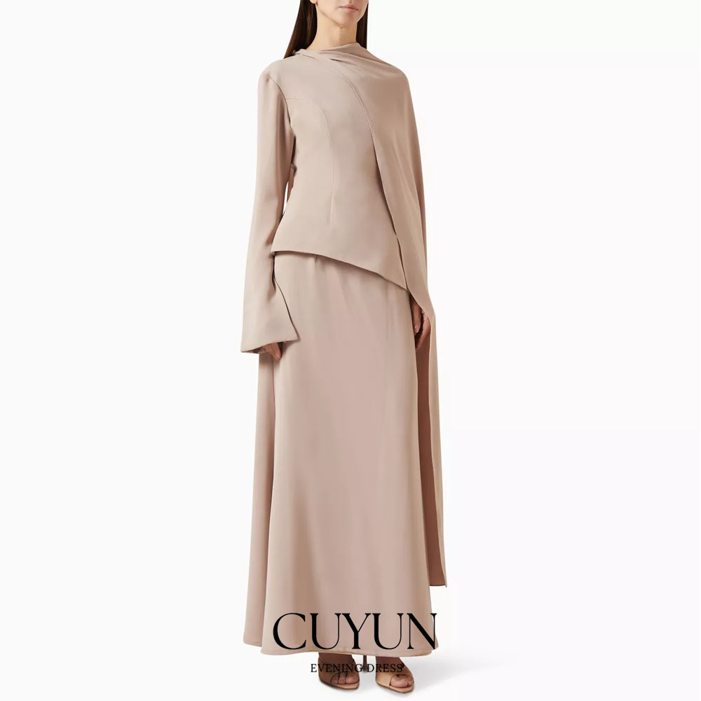 Women'S Formal Wear For Wedding Guest - Sukienka na studniówkę CUYUN, khaki, skromna,