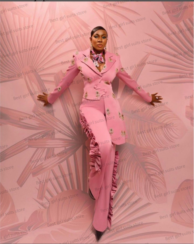Women'S Formal Wear For Wedding Guest - Różowa marynarka ślubna dla kobiet komplet