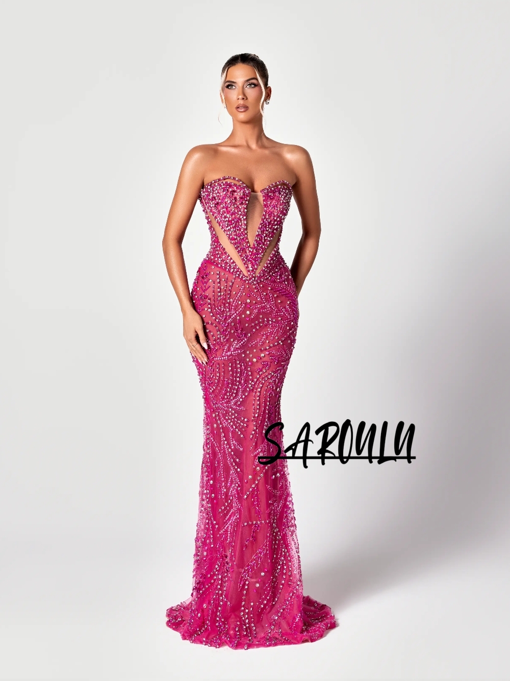 Formal Gala Wear Women - Sukienka wieczorowa w kolorze fuksji, z