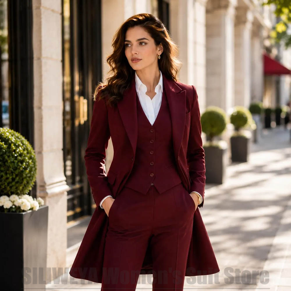 Women'S Formal Wear Pants Suit - Elegancki damski garnitur 3-częściowy z ostrymi