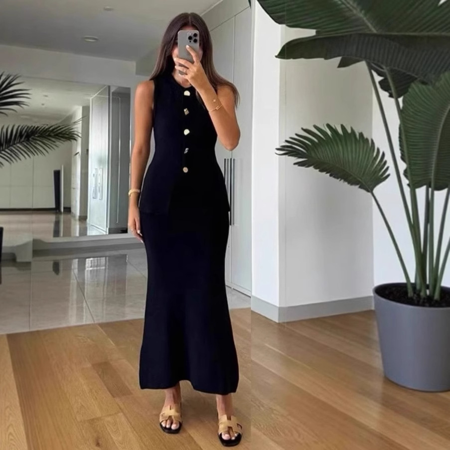 Women Formal Office Wear Tops - Damski zestaw dwuczęściowy: dopasowany top bez