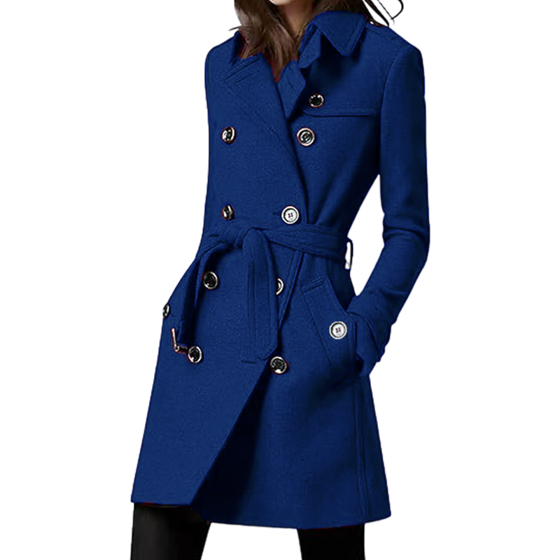 Trench Coat Formal - Trencz damski Mieszanki wełny Dwurzędowa podszewka