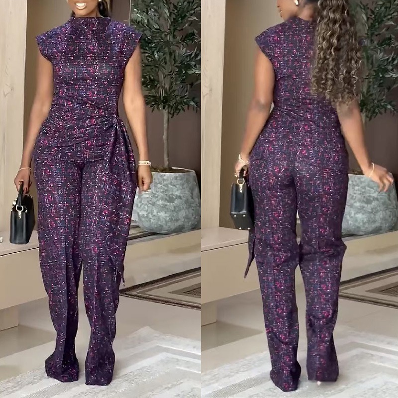 Women'S Formal Wear Pants - Elegancki damski dwuczęściowy zestaw z afrykańskim