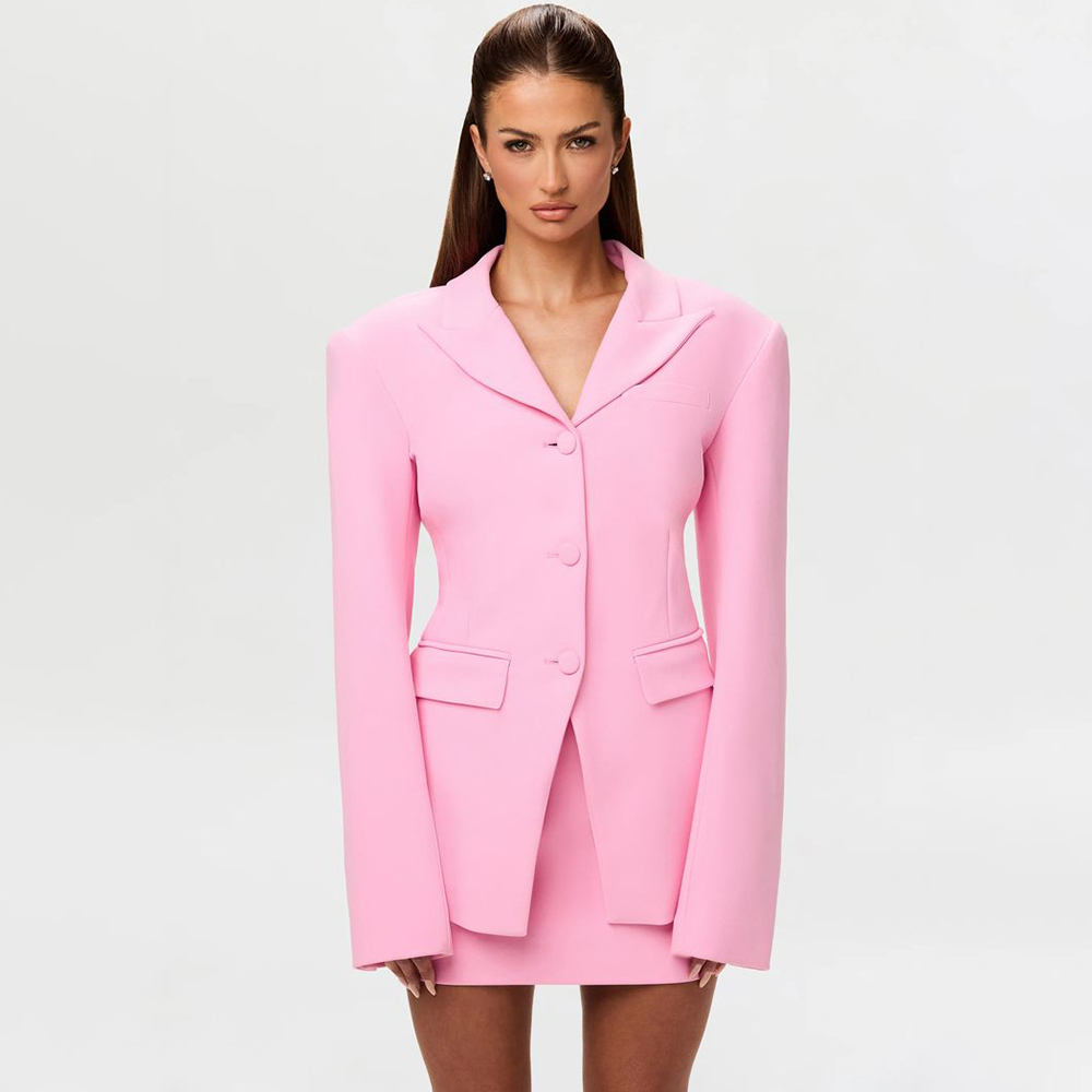 Women'S Formal Wear Pants Suit - Żywy Różowy Damski Zestaw Dwuczęściowy: Marynarka