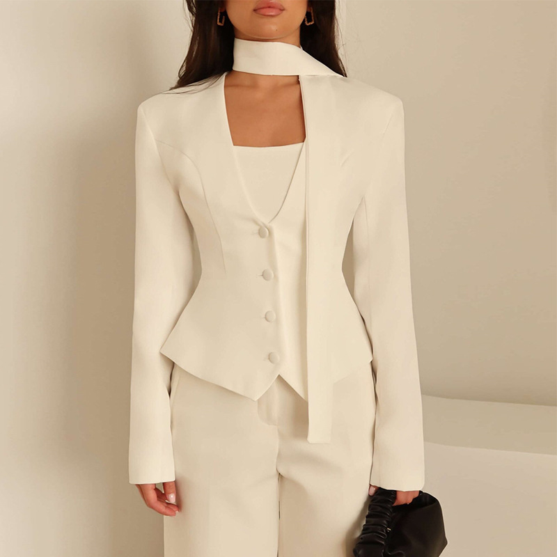 Women'S Formal Wear For Wedding Guest - Jesienny damski komplet: krótki żakiet z