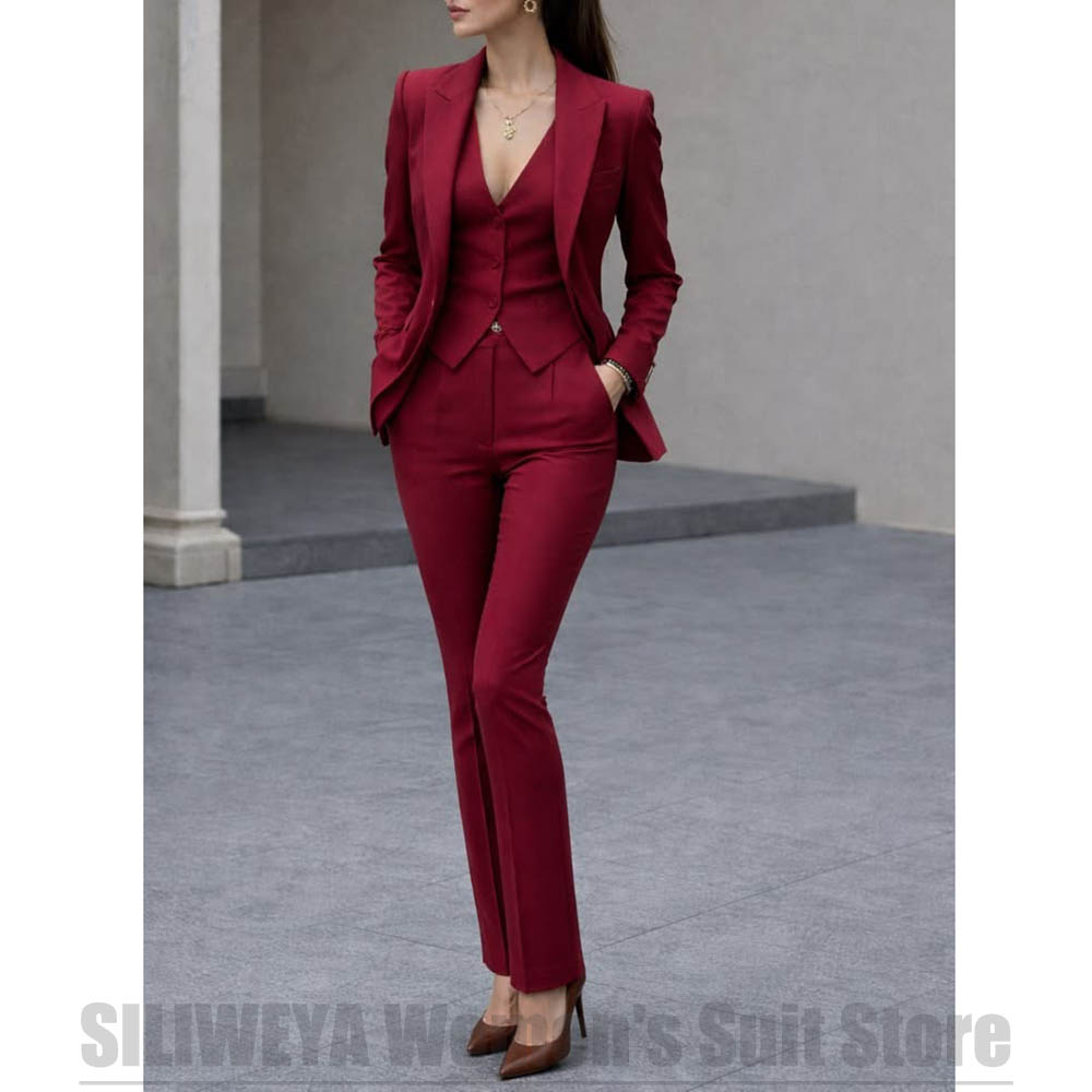 Women'S Formal Wear Pants Suit - Damski 3-częściowy garnitur: marynarka, kamizelka, spodnie.