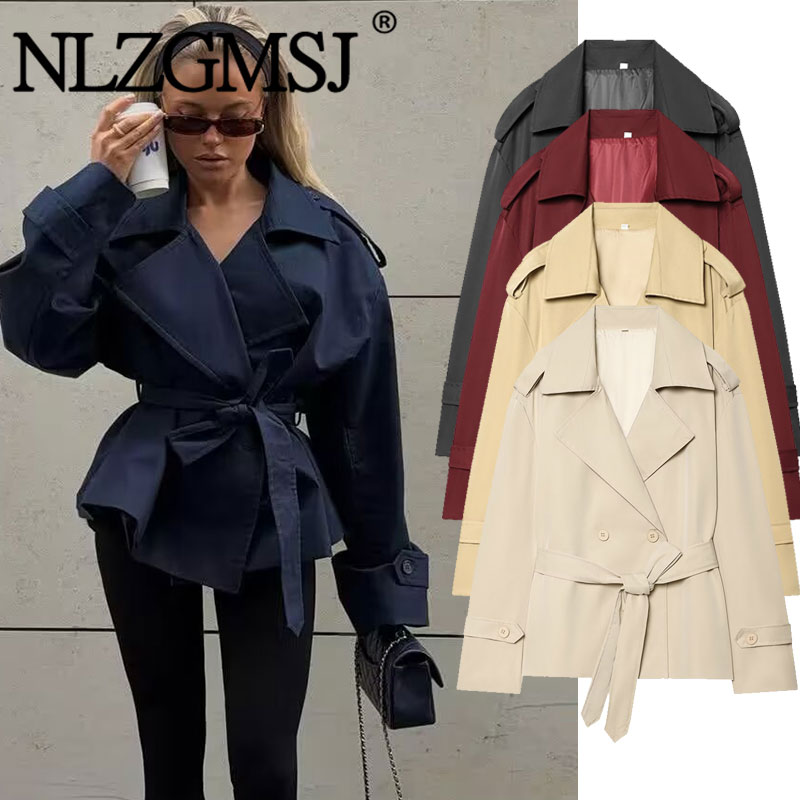 Trench Coat Formal - Nlzgmsj 2026 Wiosenny Francuski Styl Damski