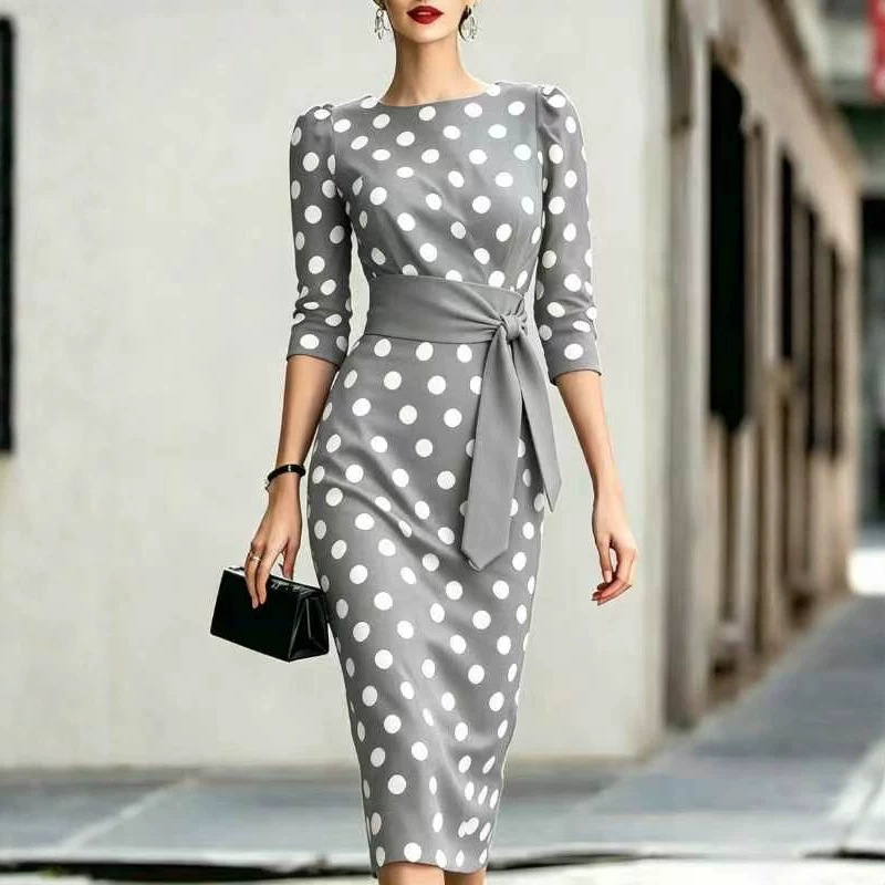 Elegancka damska sukienka midi – Women Formal Office Wear Tops recenzja i cena