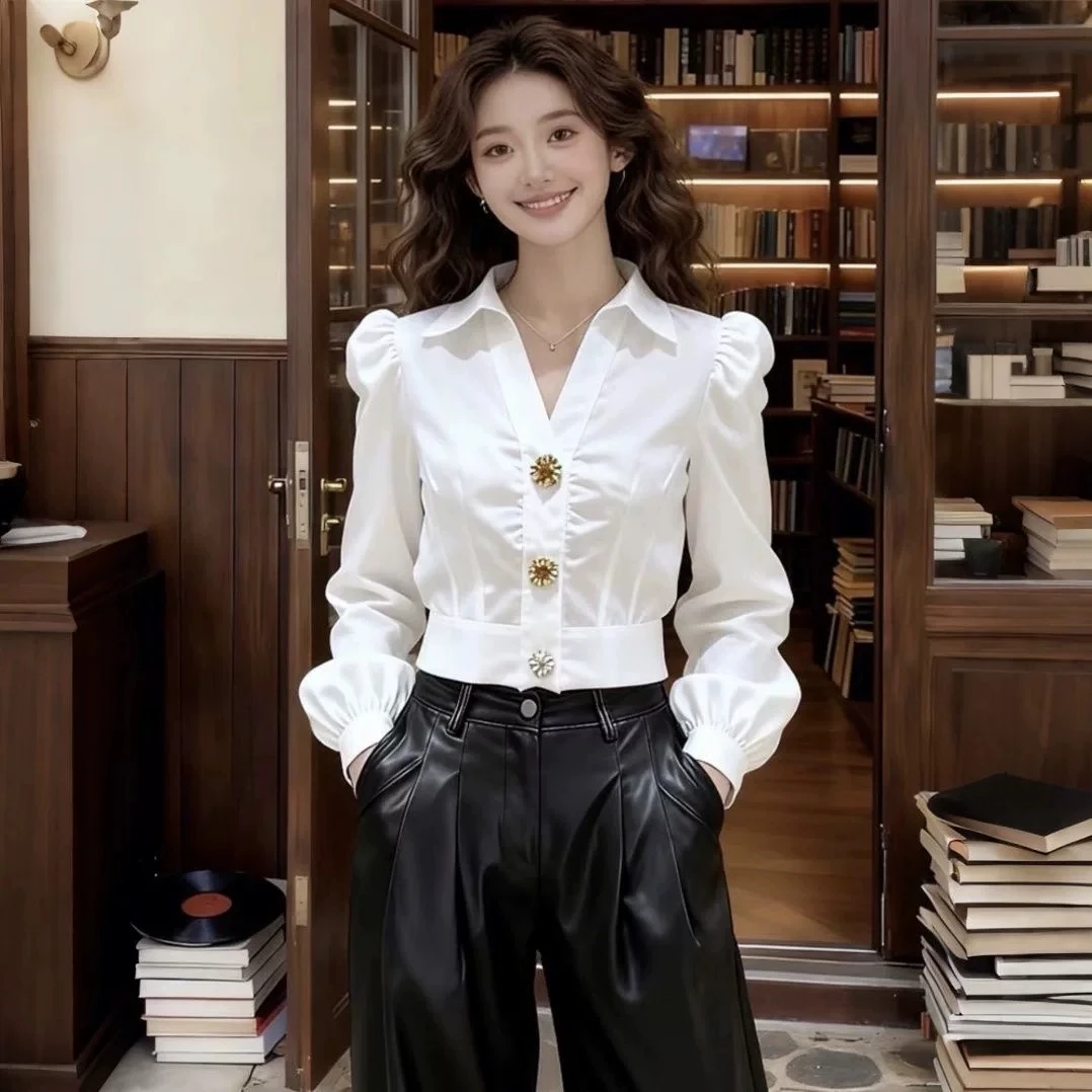 Elegancka biała bluzka z dekol – Women Formal Office Wear Tops recenzja i cena