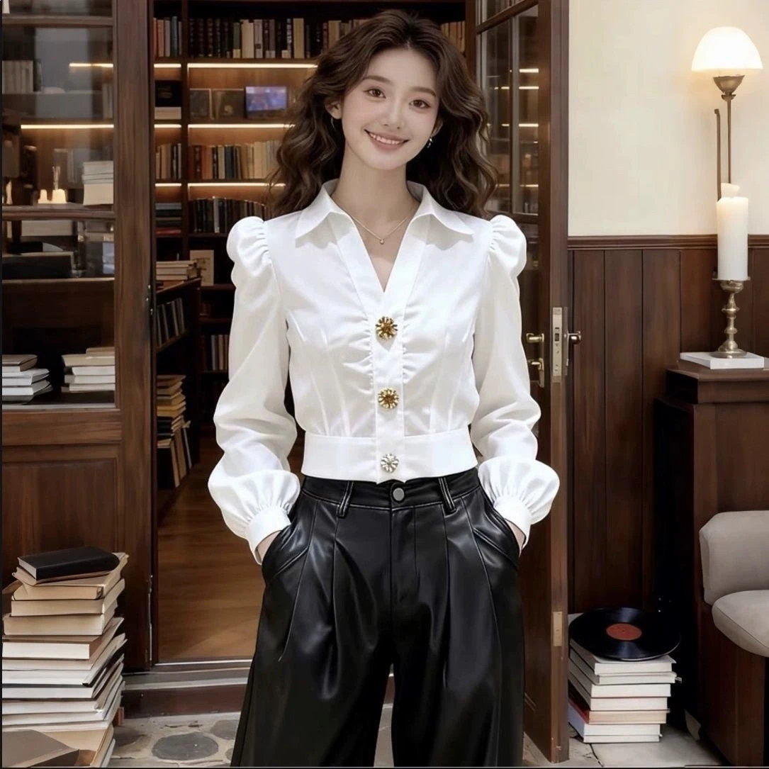 Elegancka biała bluzka z dekol – Women Formal Office Wear Tops recenzja i cena