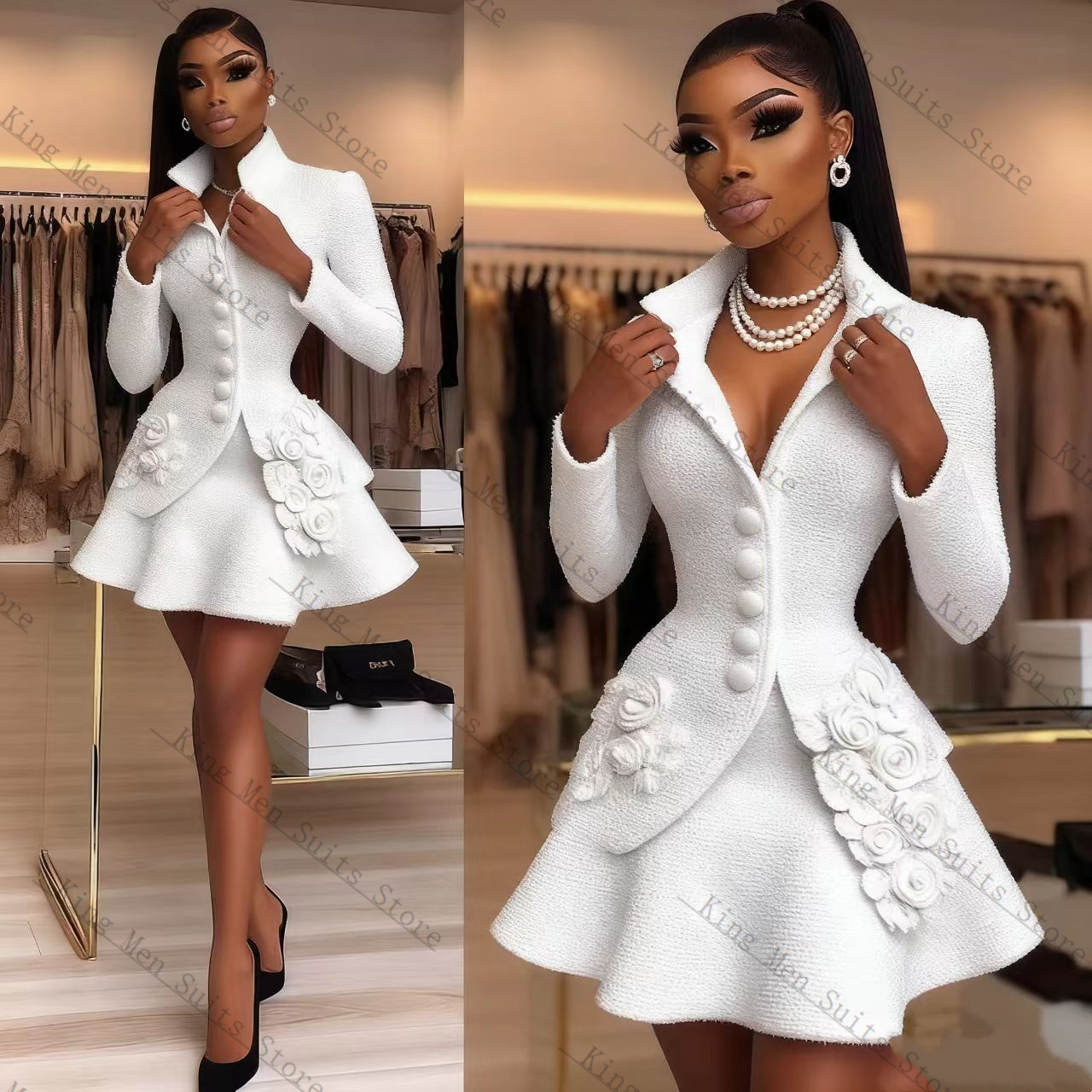 Luksusowy biały damski garnitu – Women'S Formal Wear For Wedding Guest recenzja i cena