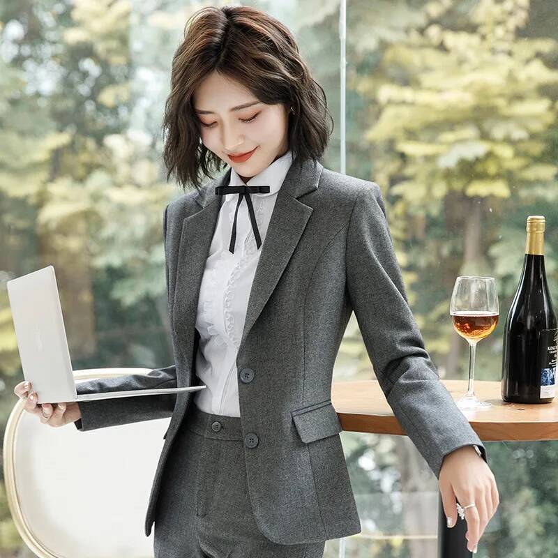 Nowoczesne szare marynarki i ż – Women Formal Office Wear Tops recenzja i cena
