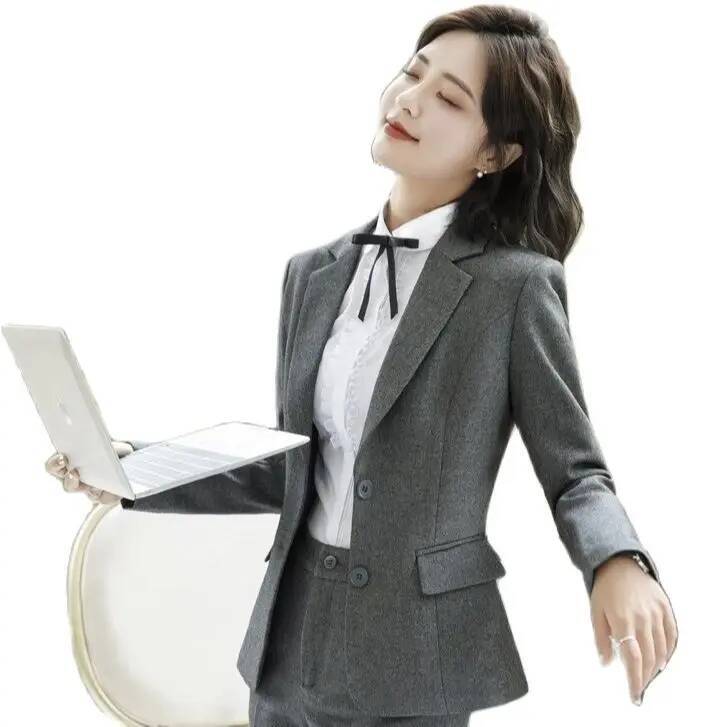 Nowoczesne szare marynarki i ż – Women Formal Office Wear Tops recenzja i cena