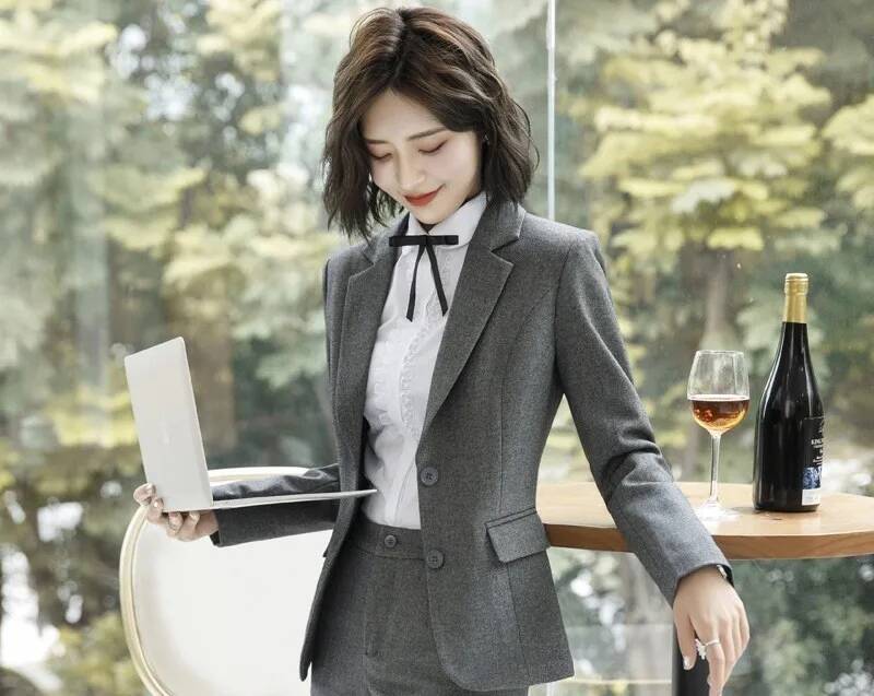 Nowoczesne szare marynarki i ż – Women Formal Office Wear Tops recenzja i cena