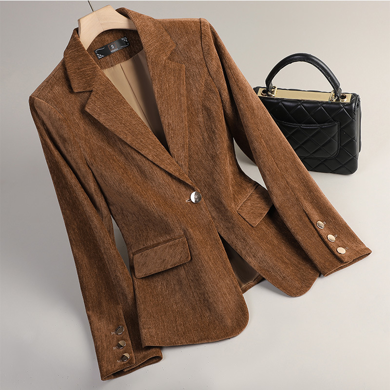 Żółta Złota Aksamitna Marynark – Women'S Formal Wear Jackets recenzja i cena