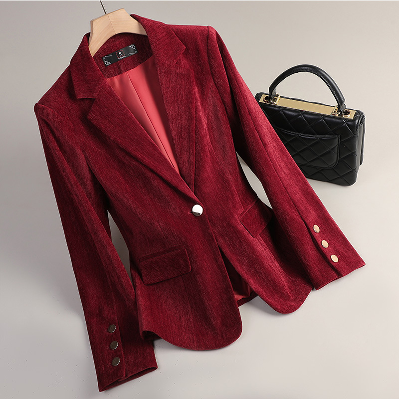 Żółta Złota Aksamitna Marynark – Women'S Formal Wear Jackets recenzja i cena