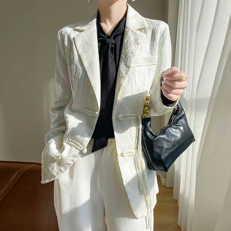 Damska biała teksturowana mary – Women'S Formal Wear Jackets recenzja i cena